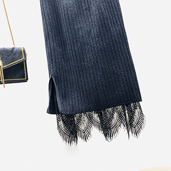 Model nou fusta lunga dama cu dantela de culoare neagra