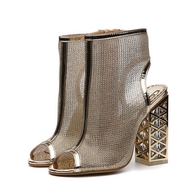 Модерни дамски сандали на висок дебел ток 