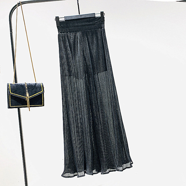 Pantaloni moderni din sifon de dama cu talie inalta