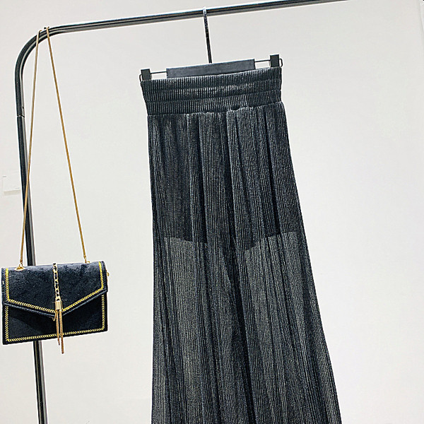 Pantaloni moderni din sifon de dama cu talie inalta