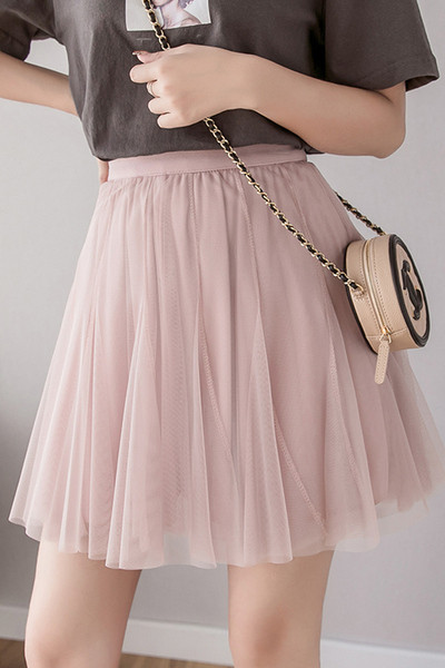 Модерна дамска пола от тюл с висока талия - разкроен модел