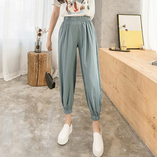 Laisvalaikio moteriškos elastinės kelnės aukštu juosmeniu