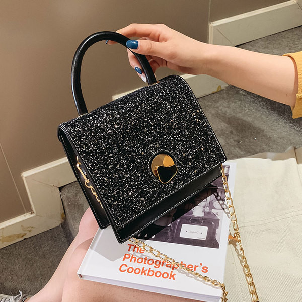 Geanta de dama moderna cu particule stralucitoare si doua manere