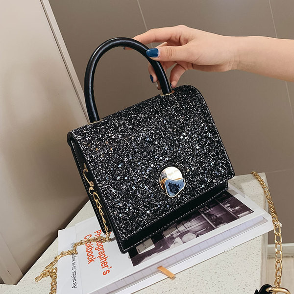 Geanta de dama moderna cu particule stralucitoare si doua manere