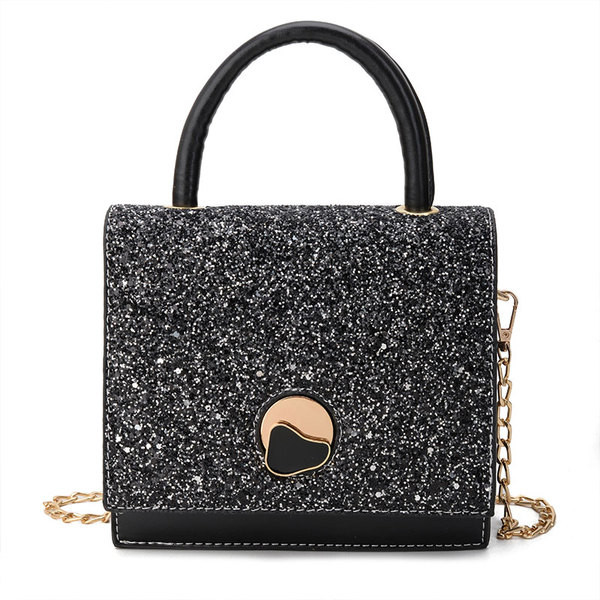 Geanta de dama moderna cu particule stralucitoare si doua manere