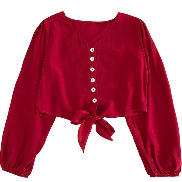 Cămașă modernă de damă cu nasturi și decolteu în V
