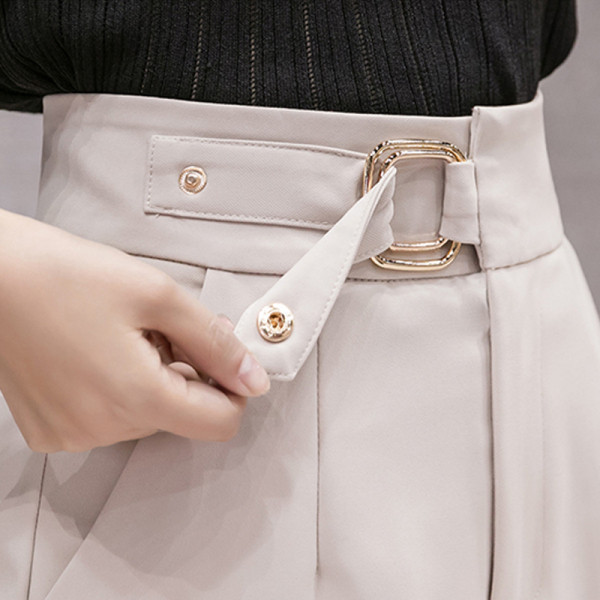 Pantaloni casual dama cu talie inalta - model drept