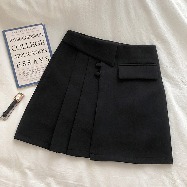 Дамска къса пола с копчета и А-линия