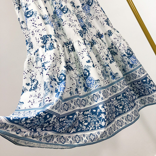 Fusta de primavara cu croiala lunga cu talie inalta