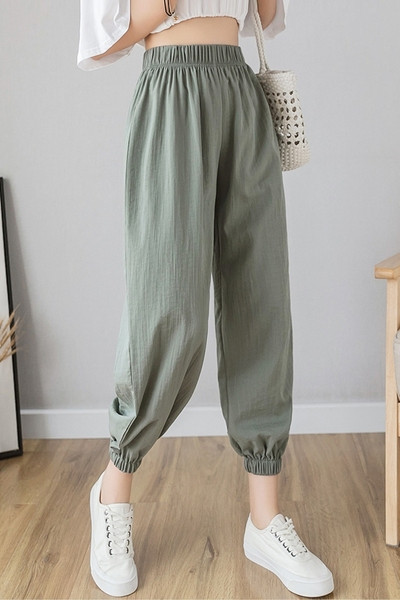 Pantaloni casual dama cu talie elastica - model lat