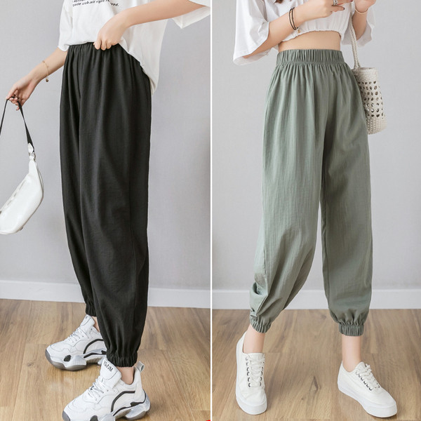 Pantaloni casual dama cu talie elastica - model lat