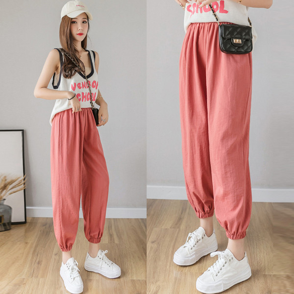 Pantaloni casual dama cu talie elastica - model lat