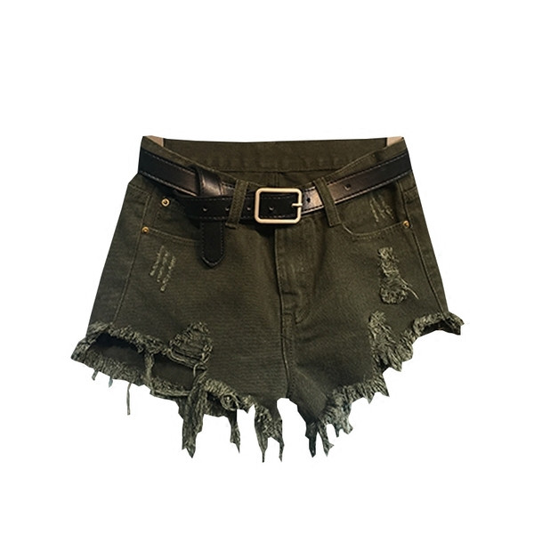 Pantaloni scurți de damă din denim cu motive rupte