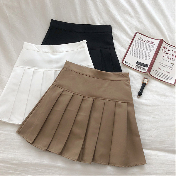 Къса дамска плисирана пола с висока талия