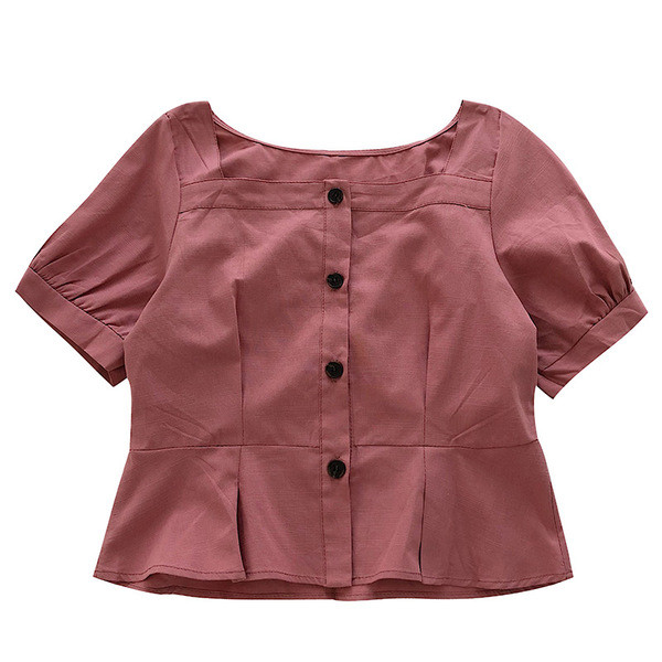 Cămașă modernă de damă cu mâneci scurte și decolteu rotund