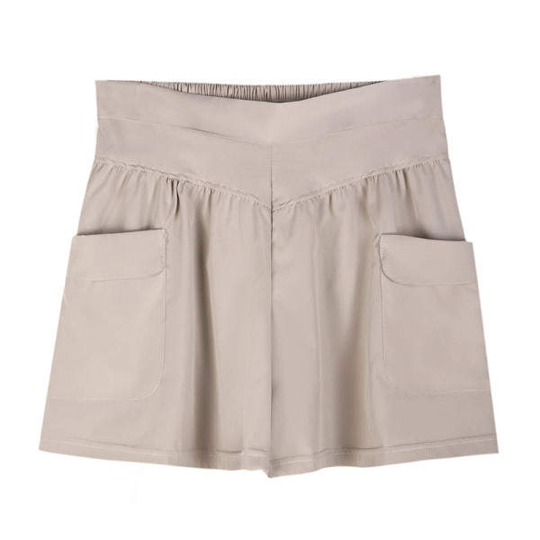 Pantaloni scurți casual de damă cu buzunare și talie înaltă