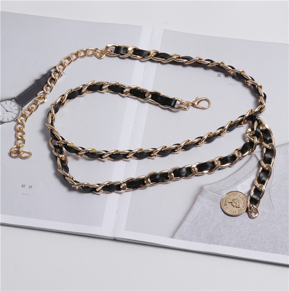 Curea subțire de damă din metal, cu pandantiv