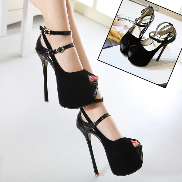 Pantofi de dama eleganti cu toc inalt 16 cm cu catarama