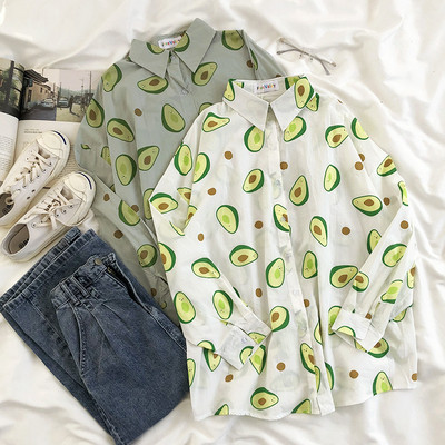 Модерна дамска риза с принт авокадо 