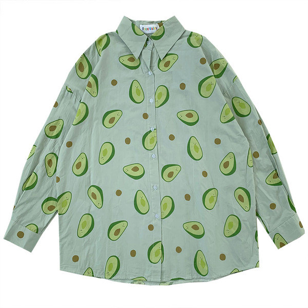 Cămașă modernă de damă cu imprimeu avocado