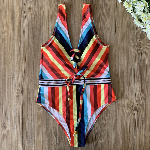 Šareni kupaći kostim s vezicama