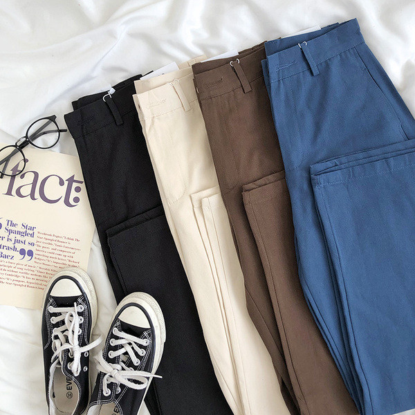 Ležerne ženske hlače s visokim strukom - široki model