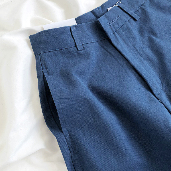 Ležerne ženske hlače s visokim strukom - široki model