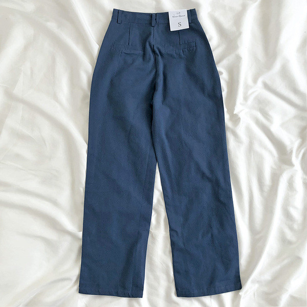 Ležerne ženske hlače s visokim strukom - široki model