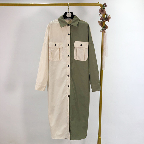 Rochie lunga tip camasa cu buzunare si nasturi