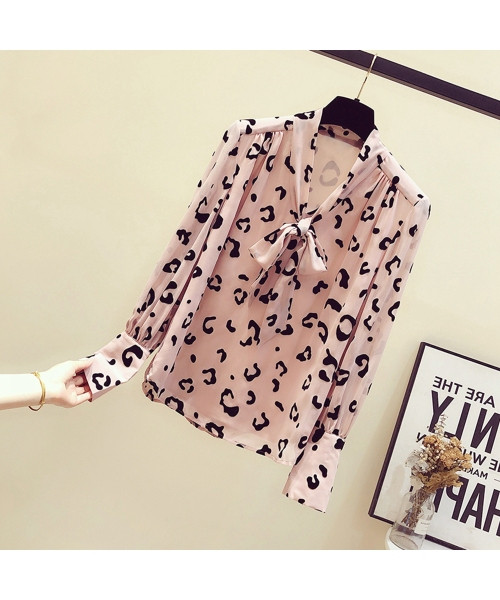 Cămașă modernă de damă cu imprimeu leopard și panglică la guler