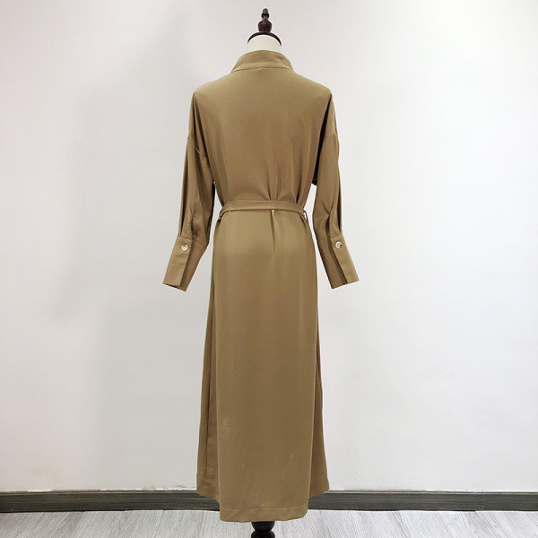 Rochie de primavara dama cu nasturi si guler inalt