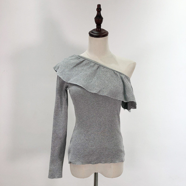 Női alkalmi blúz fürtökkel és hosszú ujjal