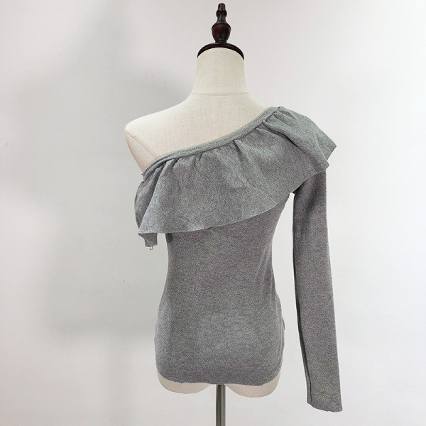 Női alkalmi blúz fürtökkel és hosszú ujjal