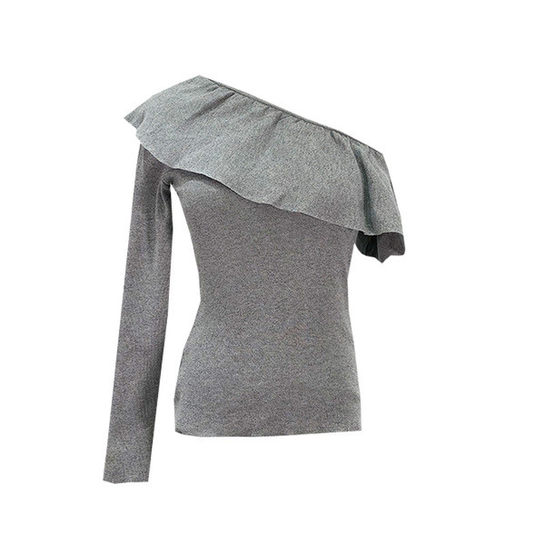 Női alkalmi blúz fürtökkel és hosszú ujjal