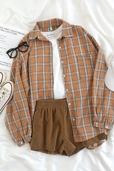 Széles női narancssárga ing klasszikus gallérral