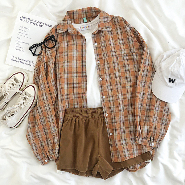 Széles női narancssárga ing klasszikus gallérral