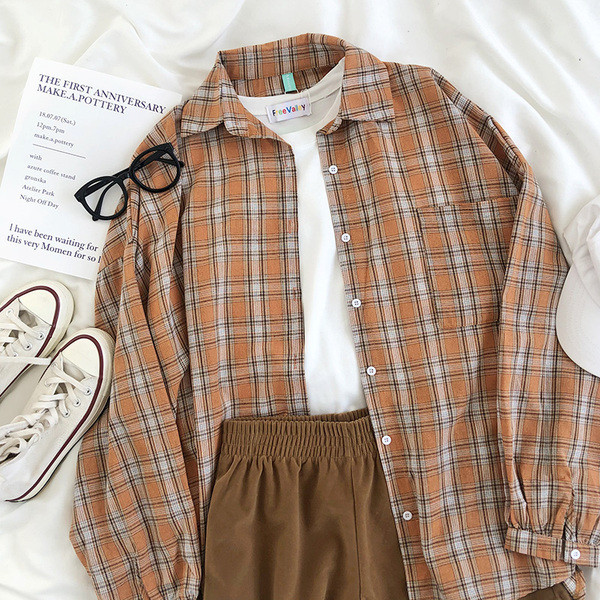 Széles női narancssárga ing klasszikus gallérral