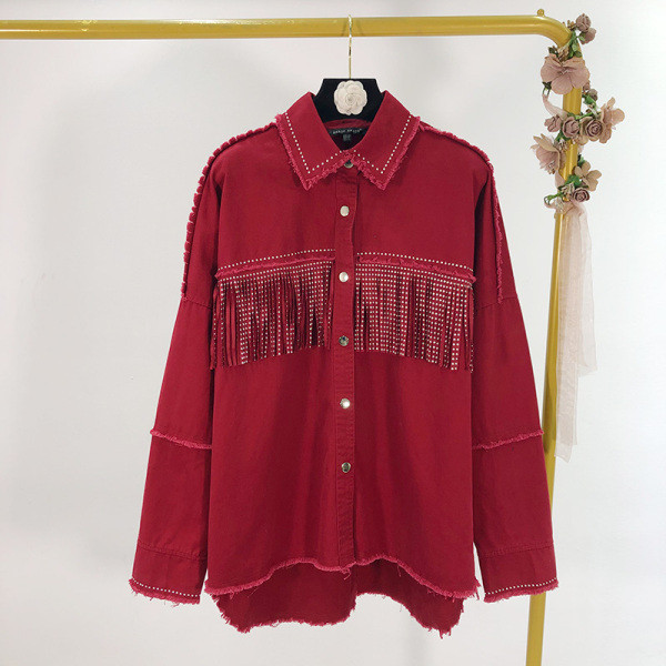 Női tavaszi ing rojtokkal