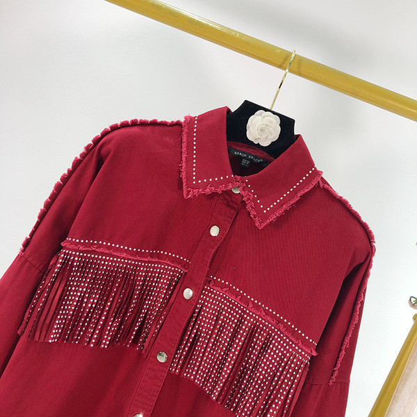 Női tavaszi ing rojtokkal