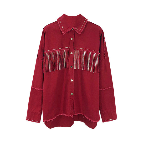 Női tavaszi ing rojtokkal