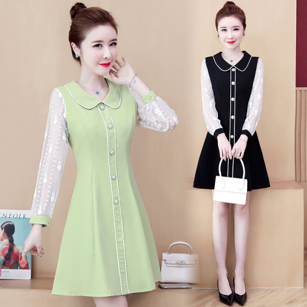 Tavaszi női ruha hosszú ujjal és gombokkal