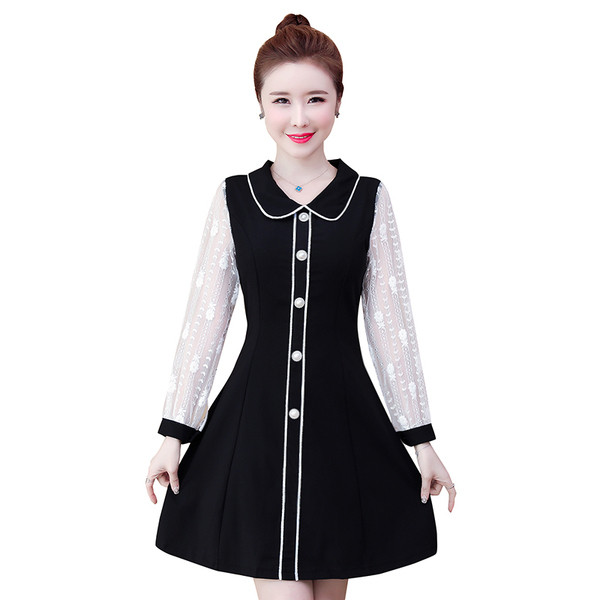 Tavaszi női ruha hosszú ujjal és gombokkal