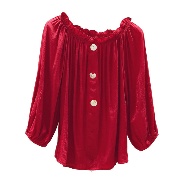 Alkalmi női ing gombokkal és kerek nyakkivágással