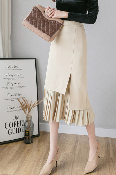 Női lezser szoknya magas derékkal és hasítékkal