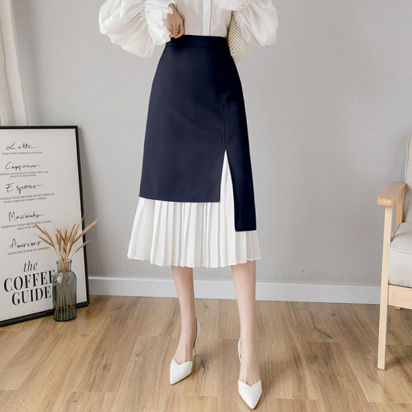 Női lezser szoknya magas derékkal és hasítékkal