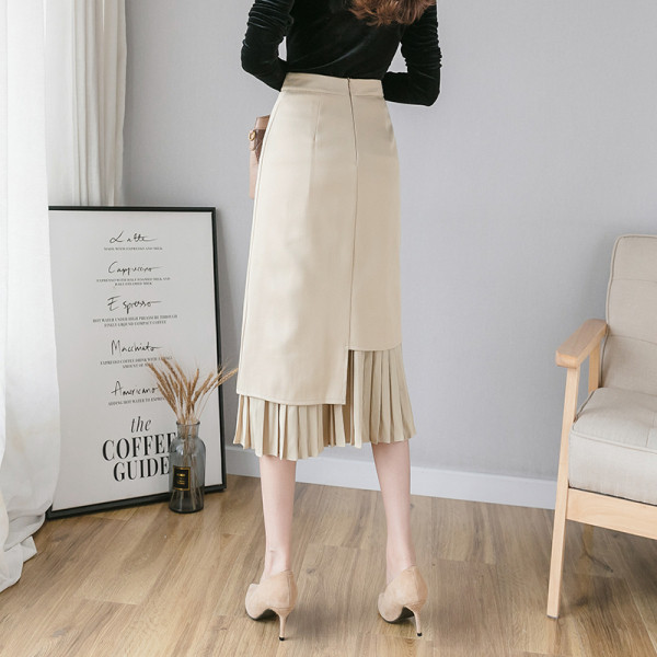 Női lezser szoknya magas derékkal és hasítékkal