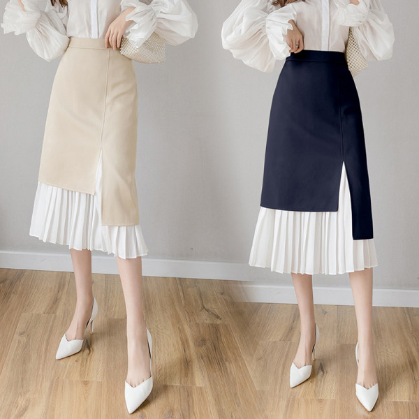 Női lezser szoknya magas derékkal és hasítékkal