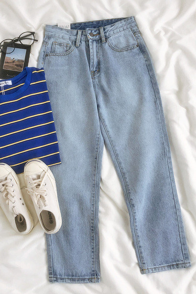 Blugi de dama lejeri cu talie inalta