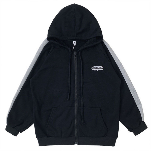 Női alkalmi pulóver cipzárral és hímzéssel