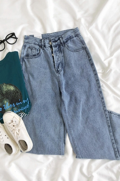 Széles női farmer magas derékkal - letisztult modell